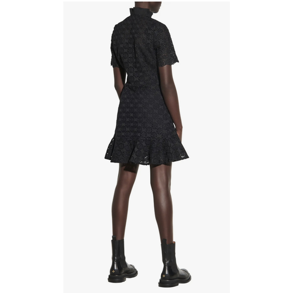 Sandro Women Felia Lace Dress Black Size 40 (L-8US) - Picture 3 of 4